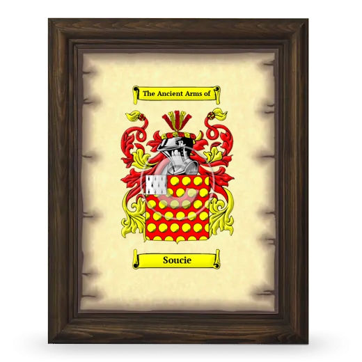 Soucie Coat of Arms Framed - Brown