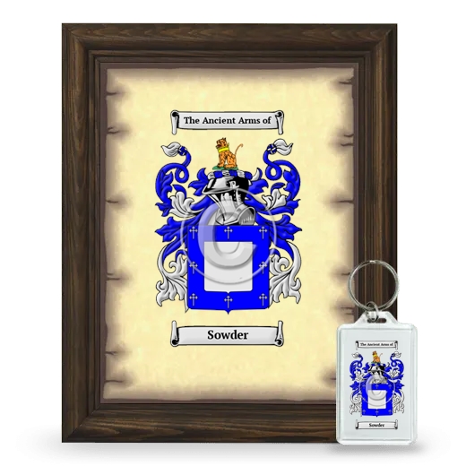Sowder Framed Coat of Arms and Keychain - Brown