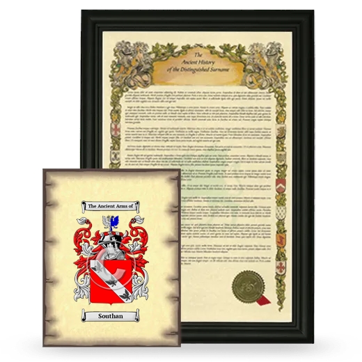 Southan Framed History and Coat of Arms Print - Black