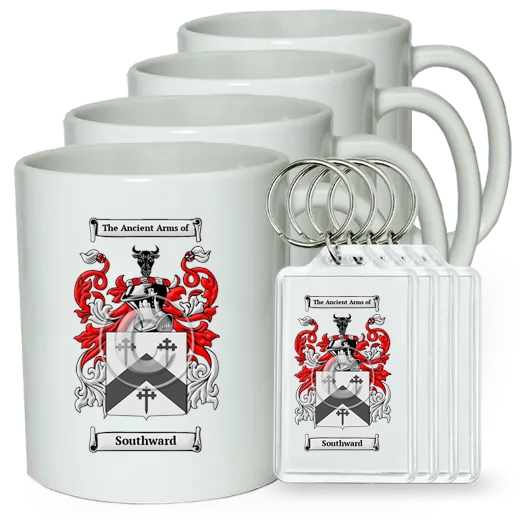 Southward Set of 4 Coffee Mugs and Keychains