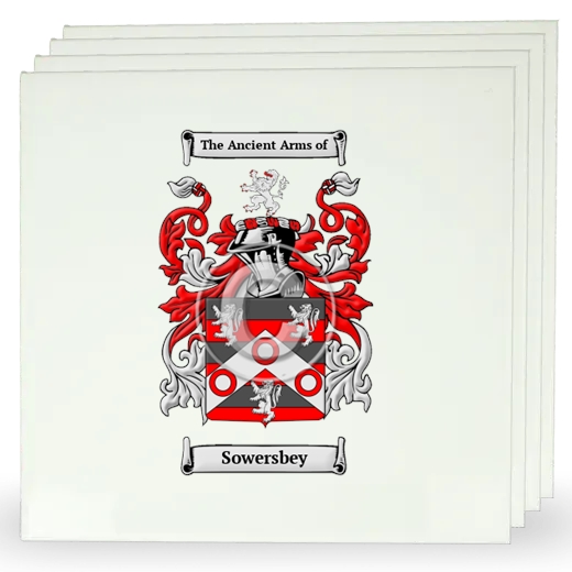 Sowersbey Set of Four Large Tiles with Coat of Arms