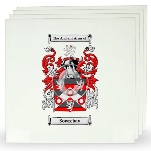 Sowrebay Set of Four Large Tiles with Coat of Arms