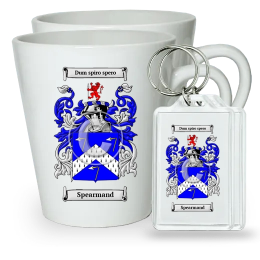 Spearmand Pair of Latte Mugs and Pair of Keychains
