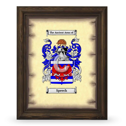 Speech Coat of Arms Framed - Brown