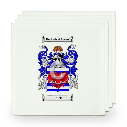 Spick Set of Four Small Tiles with Coat of Arms