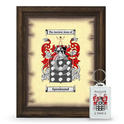 Spealmynd Framed Coat of Arms and Keychain - Brown