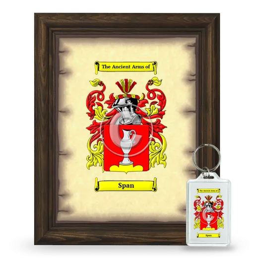 Span Framed Coat of Arms and Keychain - Brown