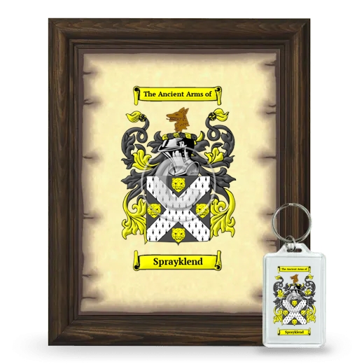 Sprayklend Framed Coat of Arms and Keychain - Brown
