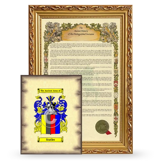 Statler Framed History and Coat of Arms Print - Gold