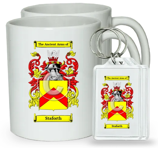 Staforth Pair of Coffee Mugs and Pair of Keychains