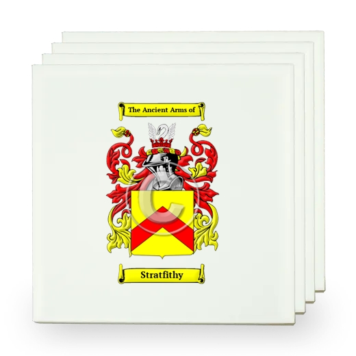 Stratfithy Set of Four Small Tiles with Coat of Arms