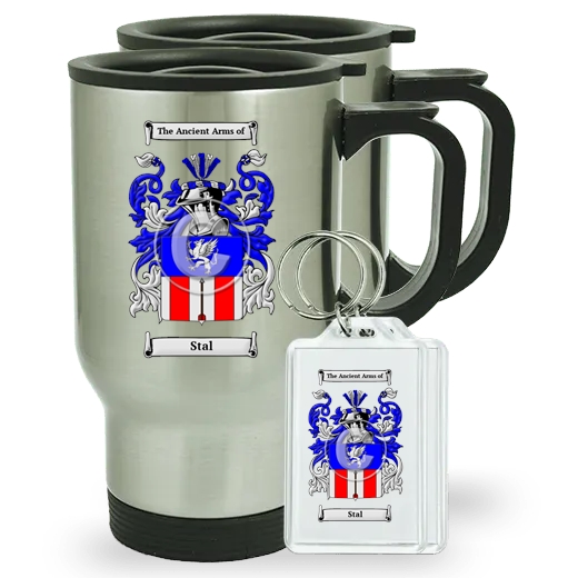 Stal Pair of Travel Mugs and pair of Keychains