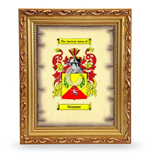 Staynor Coat of Arms Framed - Gold