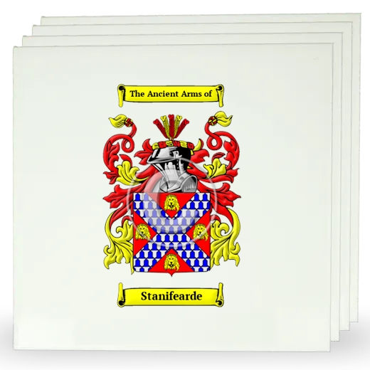 Stanifearde Set of Four Large Tiles with Coat of Arms