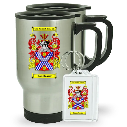 Stannfearde Pair of Travel Mugs and pair of Keychains