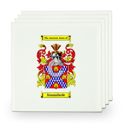 Stannsfarde Set of Four Small Tiles with Coat of Arms