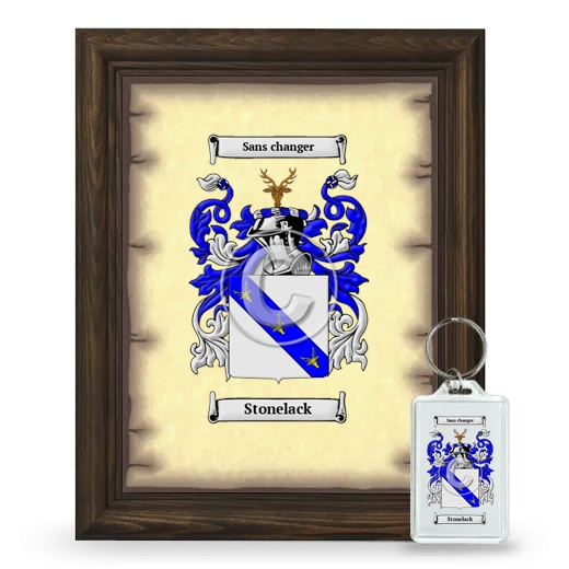 Stonelack Framed Coat of Arms and Keychain - Brown