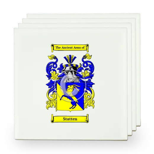 Statten Set of Four Small Tiles with Coat of Arms