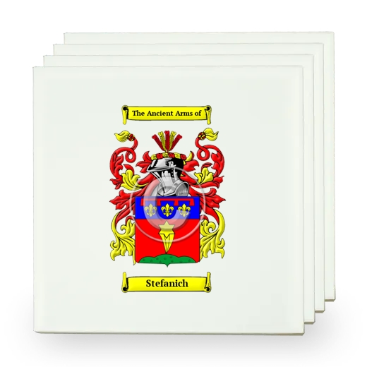 Stefanich Set of Four Small Tiles with Coat of Arms