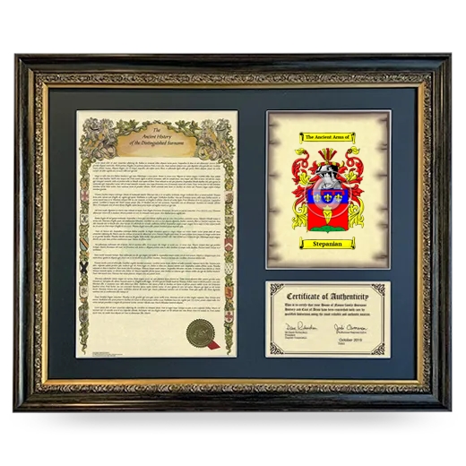 Stepanian Framed Surname History and Coat of Arms- Heirloom