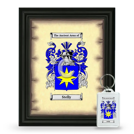 Stelly Framed Coat of Arms and Keychain - Black