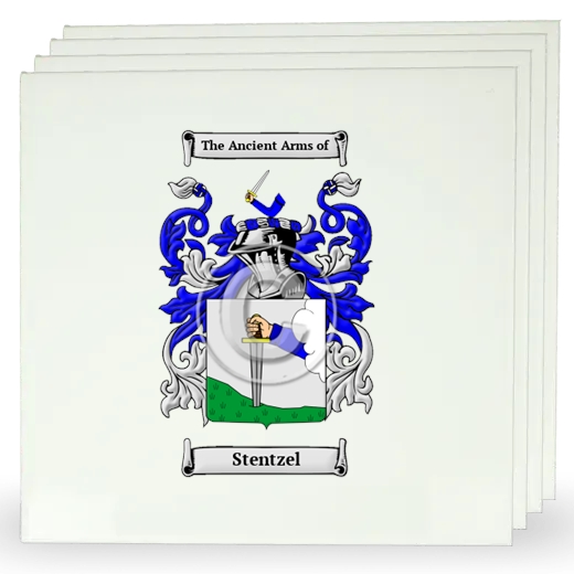 Stentzel Set of Four Large Tiles with Coat of Arms