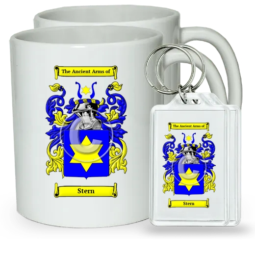 Stern Pair of Coffee Mugs and Pair of Keychains