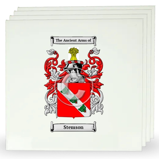 Stemson Set of Four Large Tiles with Coat of Arms