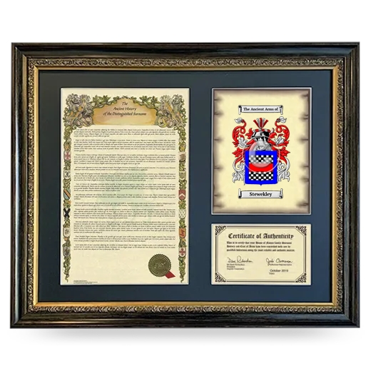 Stewekley Framed Surname History and Coat of Arms- Heirloom
