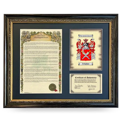 St'hylaire Framed Surname History and Coat of Arms- Heirloom