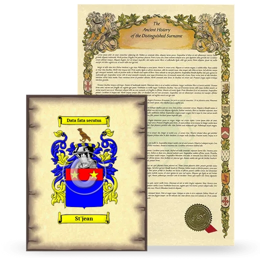 St'jean Coat of Arms and Surname History Package
