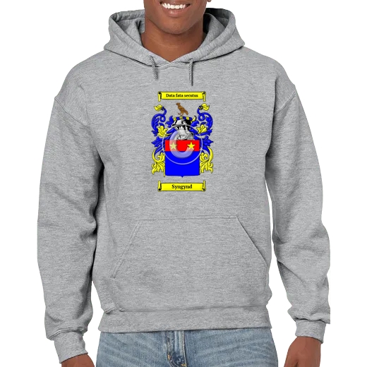 Syngynd Grey Unisex Coat of Arms Hooded Sweatshirt
