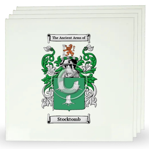 Stocktomb Set of Four Large Tiles with Coat of Arms