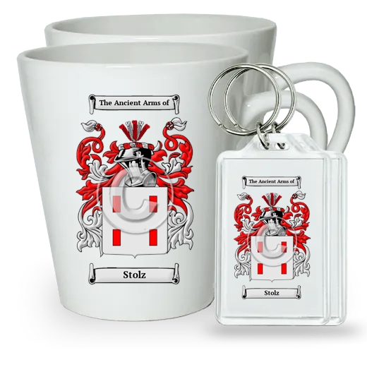 Stolz Pair of Latte Mugs and Pair of Keychains