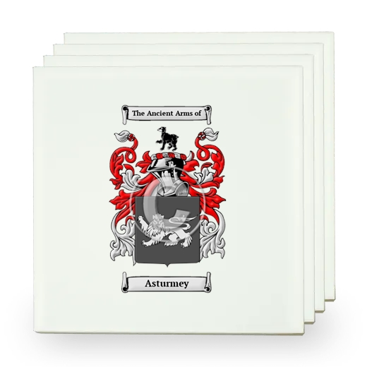 Asturmey Set of Four Small Tiles with Coat of Arms