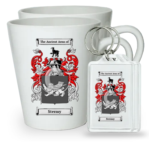 Stermy Pair of Latte Mugs and Pair of Keychains