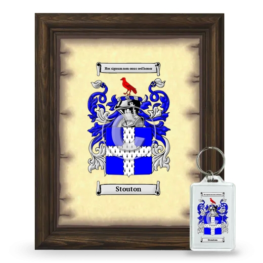 Stouton Framed Coat of Arms and Keychain - Brown