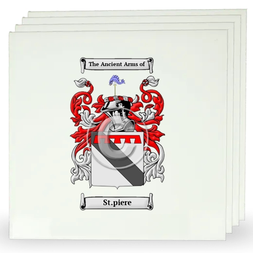 St.piere Set of Four Large Tiles with Coat of Arms