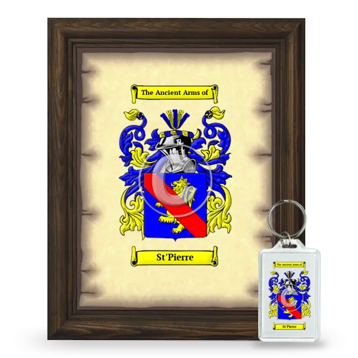 St'Pierre Framed Coat of Arms and Keychain - Brown