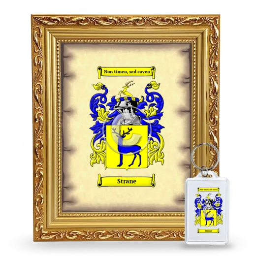 Strane Framed Coat of Arms and Keychain - Gold