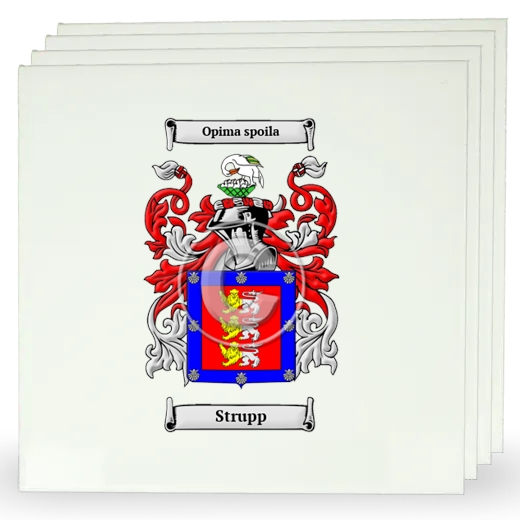 Strupp Set of Four Large Tiles with Coat of Arms