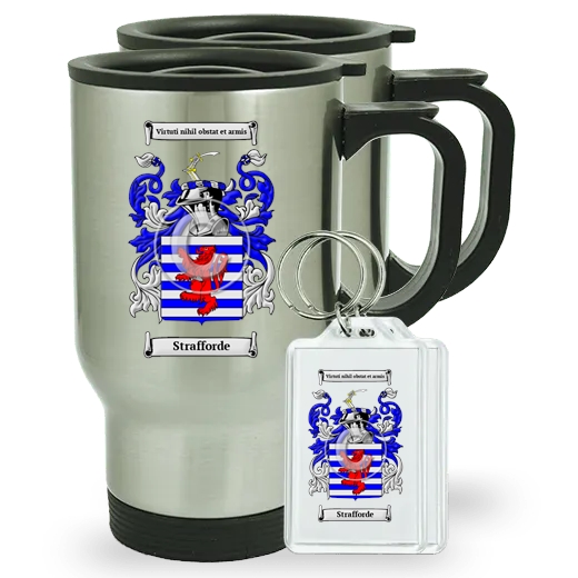 Strafforde Pair of Travel Mugs and pair of Keychains