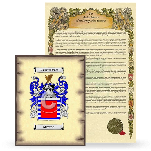 Streton Coat of Arms and Surname History Package