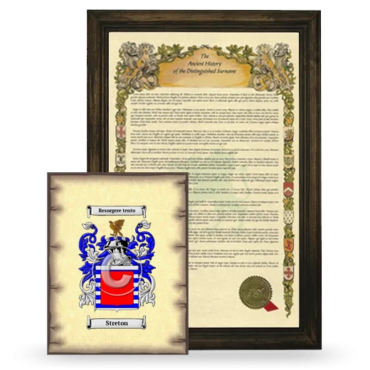 Streton Framed History and Coat of Arms Print - Brown