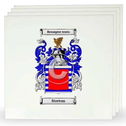 Streton Set of Four Large Tiles with Coat of Arms