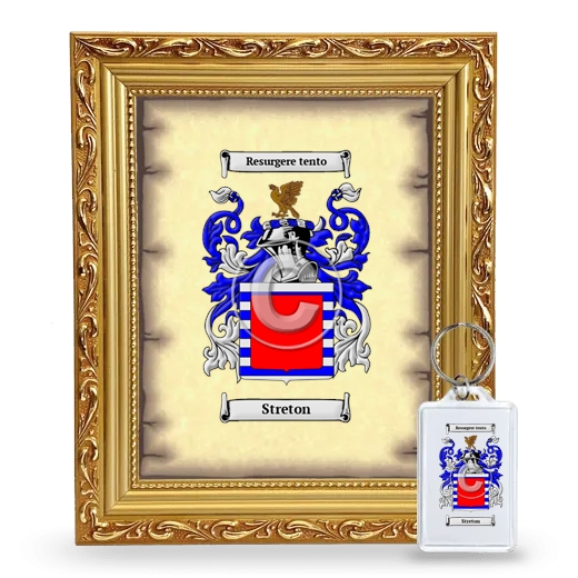 Streton Framed Coat of Arms and Keychain - Gold