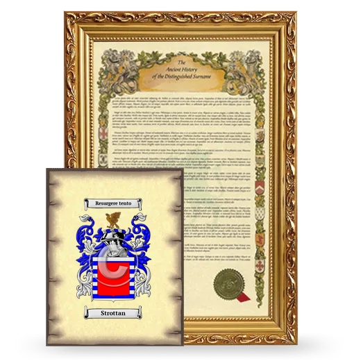 Strottan Framed History and Coat of Arms Print - Gold