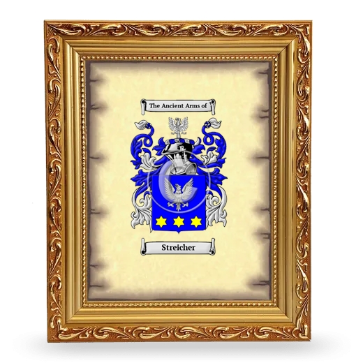 Streicher Coat of Arms Framed - Gold