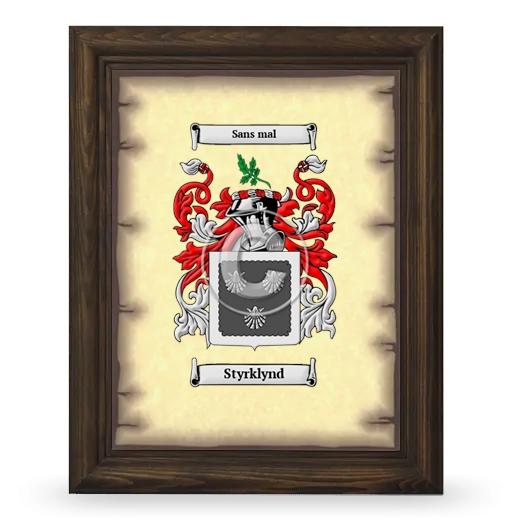 Styrklynd Coat of Arms Framed - Brown