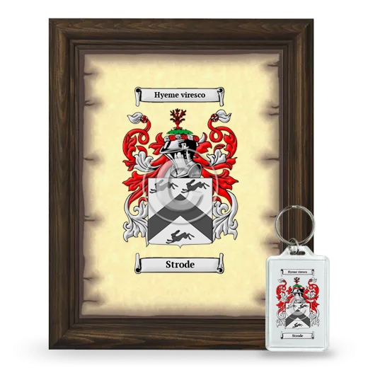 Strode Framed Coat of Arms and Keychain - Brown